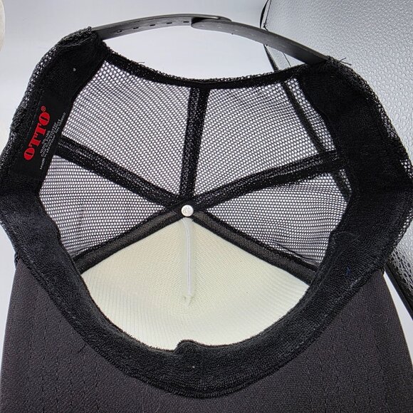 Otto Miller Mens Black White Snapback Trucker Hat Made The American Way Casual - Picture 7 of 9